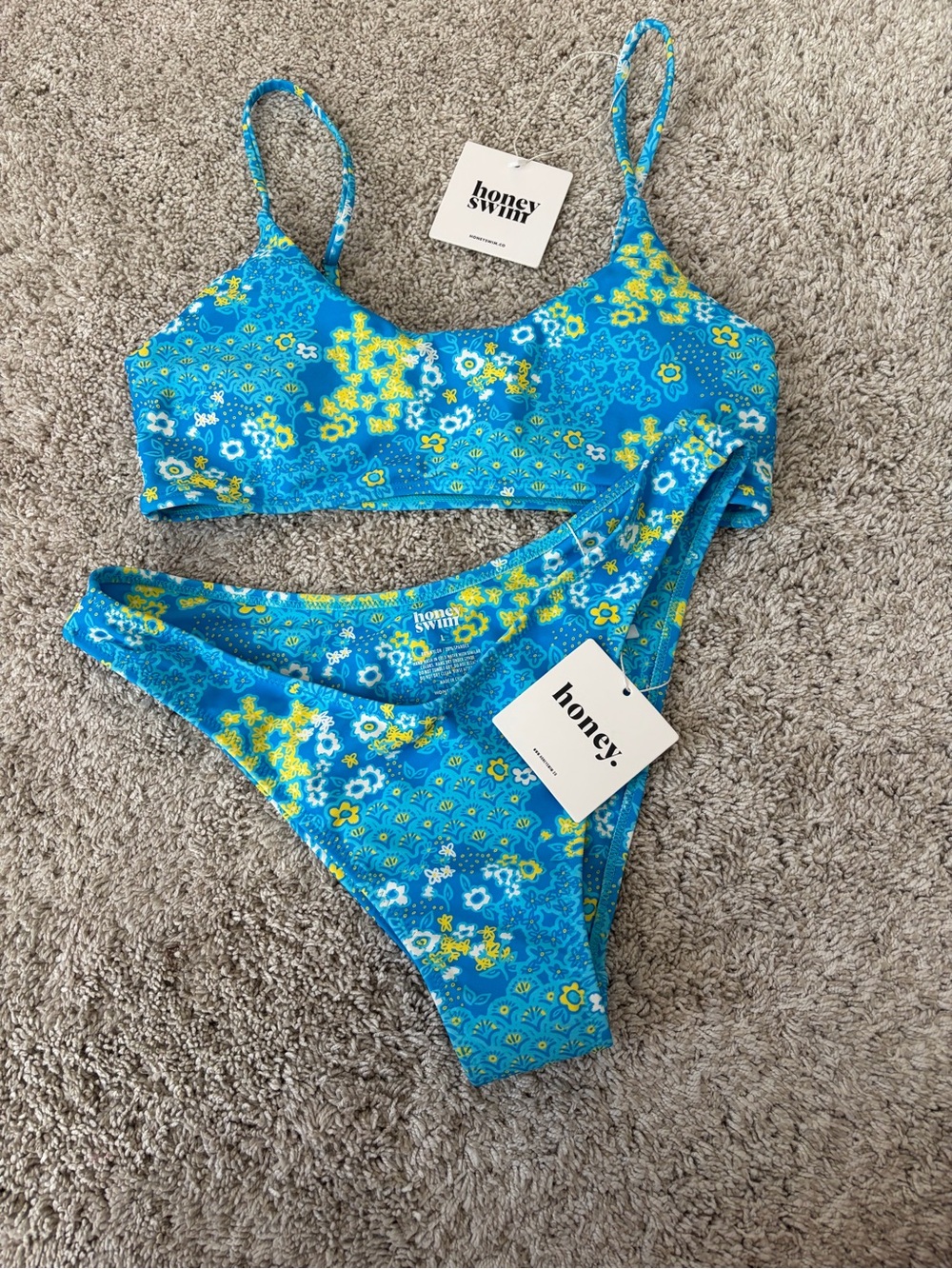 Honey Swim Blue Floral Two-Piece Bikini Set